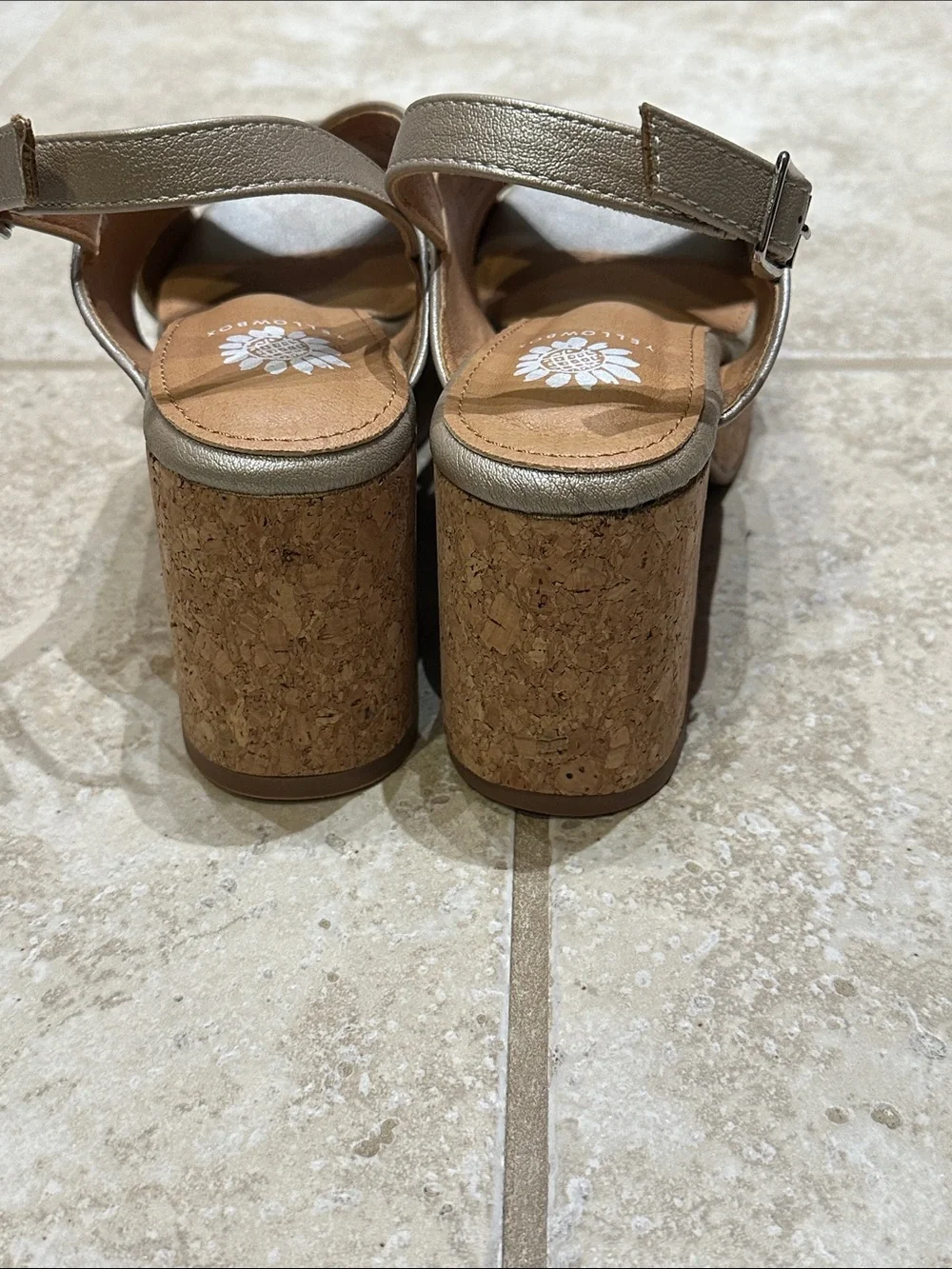 NWOT Yellow Box Metallic Taupe Cork Platform Wedges​